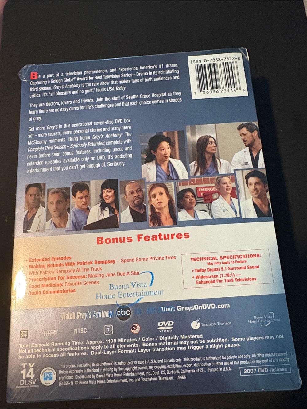 Sealed Grey's Anatomy Season 3 Three 7-Disc DVD Box Set - Picture 2 of 5